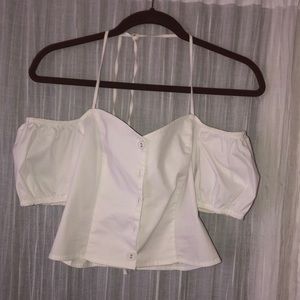 White Button Up Crop Top